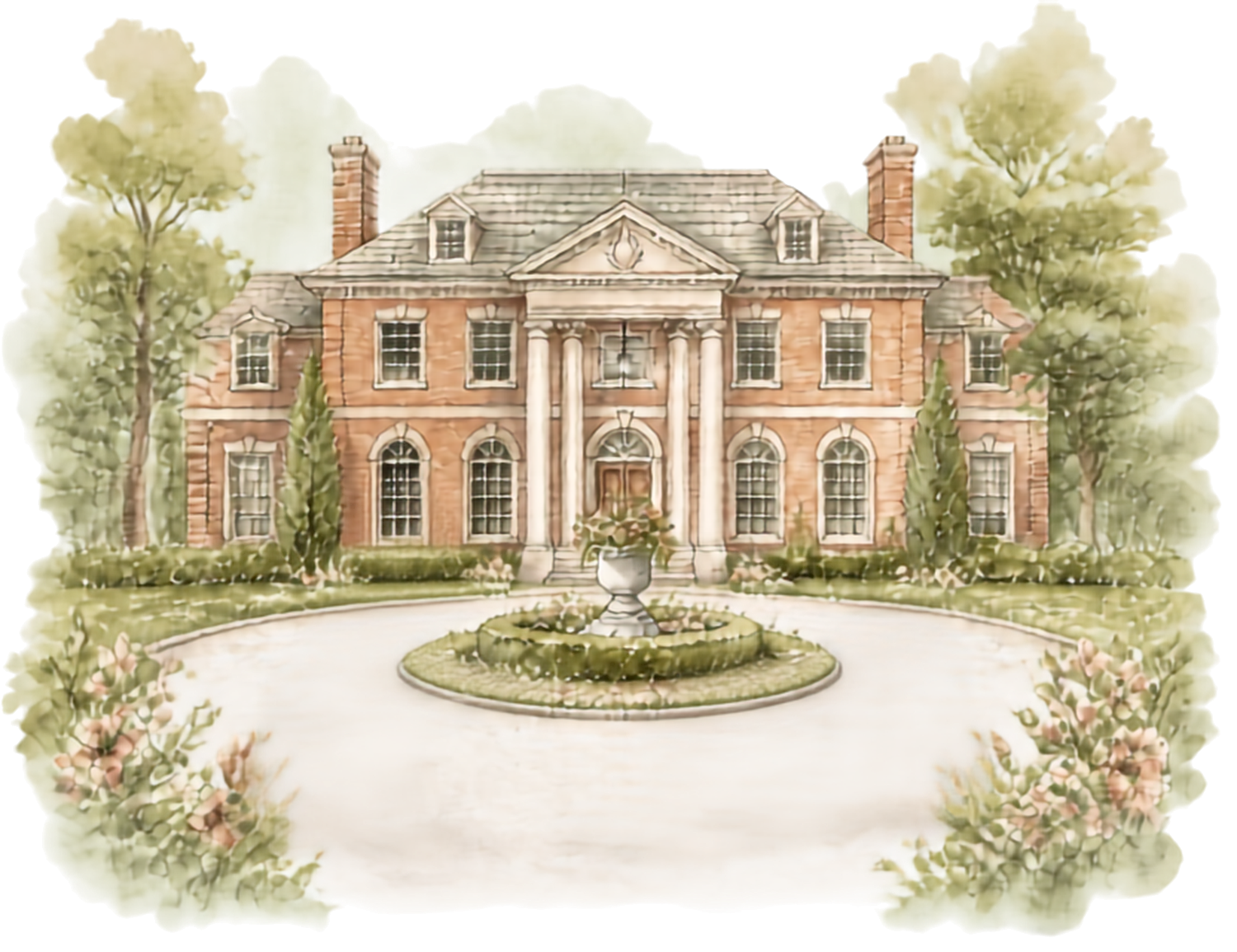 NYIT de Seversky Mansion Watercolor Painting